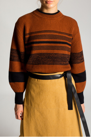 Proenza Schouler Smooth Knit Mini Dress Nero Striped sweater