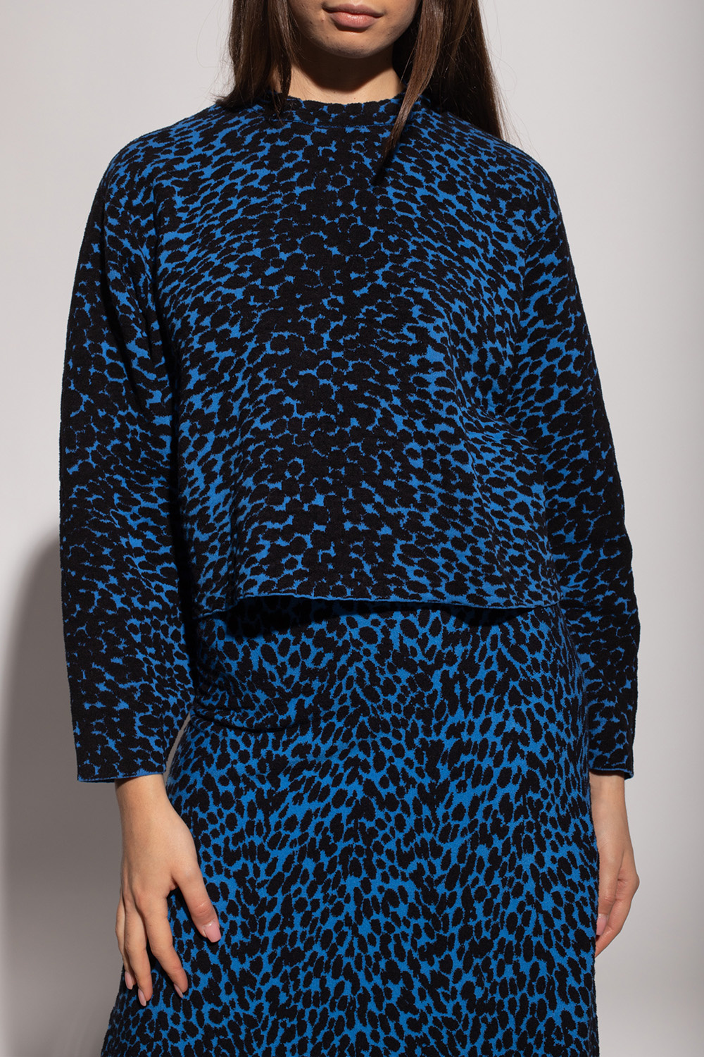 Proenza Schouler Vented Wool-Cashmere Sweater with Front Slit Patterned sweater