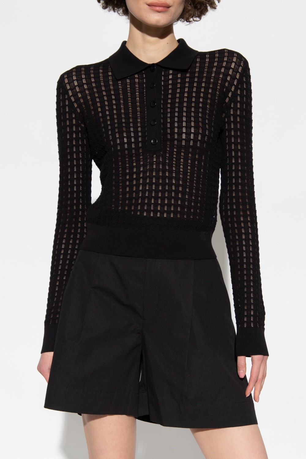 proenza schouler black floral print blouse Form-fitting top