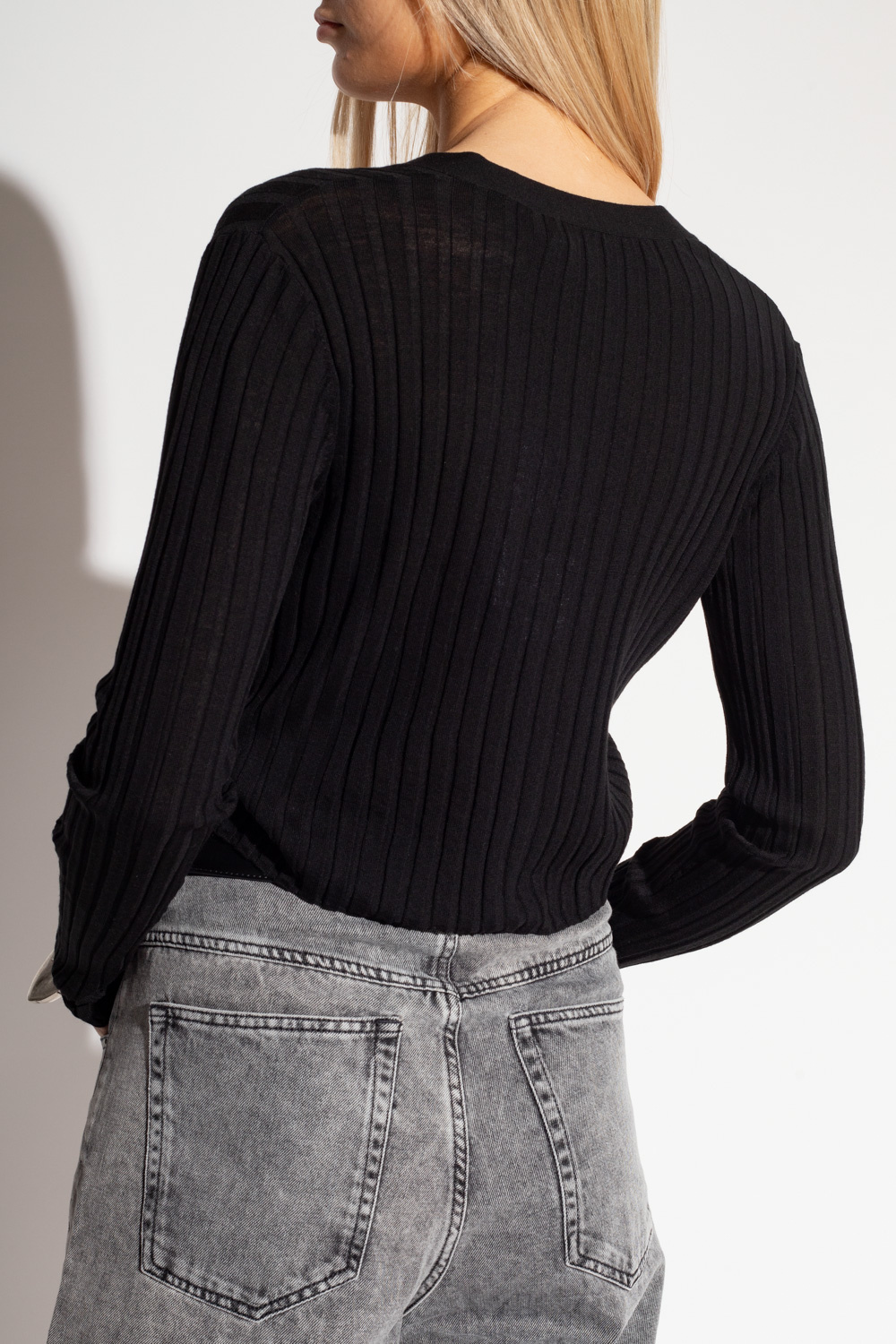 Ribbed Band Sweater - Size XXL - Black - Women's Tops - Meena