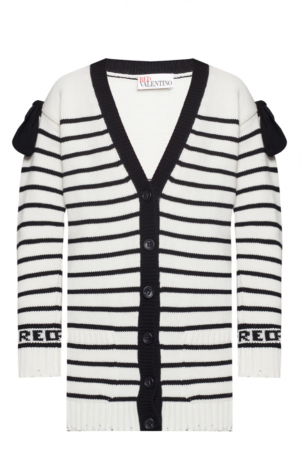 Red cropped valentino Long striped cardigan