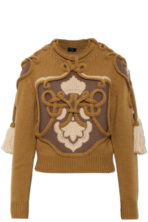 Jersey de lana con tejido decorativo