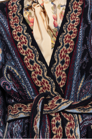Etro Patterned cardigan with belt