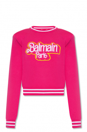 balmain college logo cotton hoodie item
