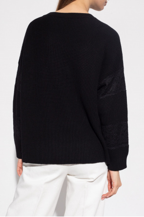 Red valentino lentes Wool sweater with lace trims