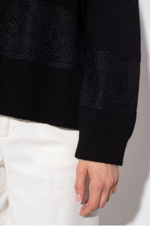 Red Valentino Wool sweater with lace trims