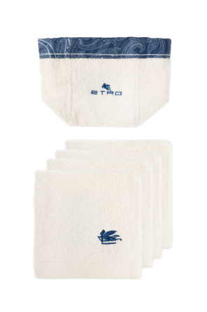 Cotton set of four towels and a basket