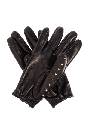 Versace Leather gloves with studs