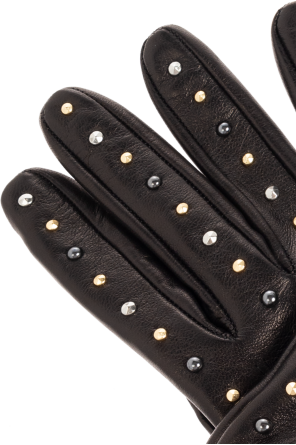 Versace Leather gloves with studs