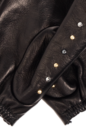 Versace Leather gloves with studs