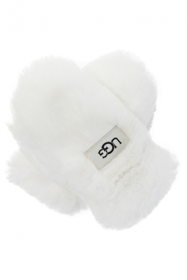 UGG Kids Faux fur gloves with logo