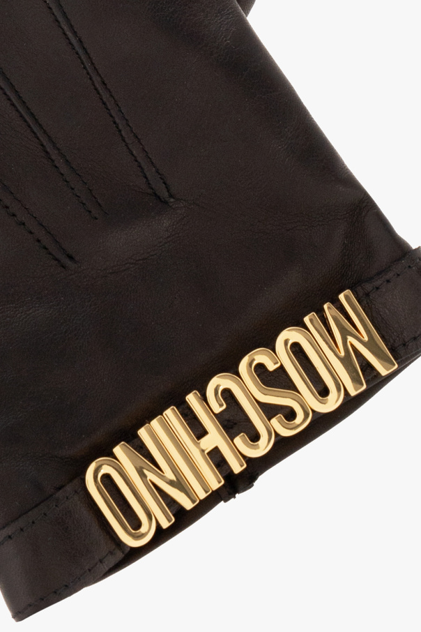 Moschino Leather gloves with logo