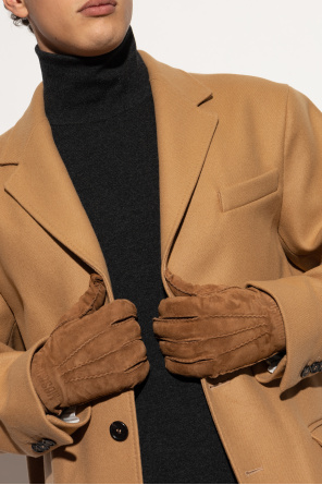 Moschino Guantes de ante con logo bordado