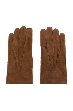 Moschino Guantes de ante con logo bordado