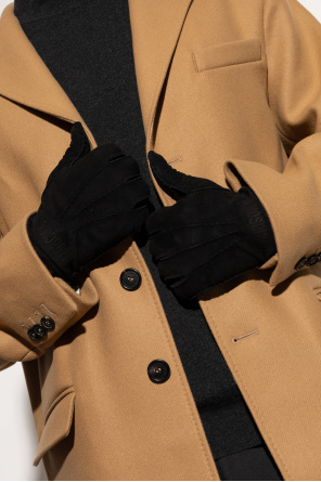 Moschino Suede gloves with embroidered logo