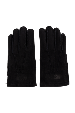 Moschino Suede gloves with embroidered logo