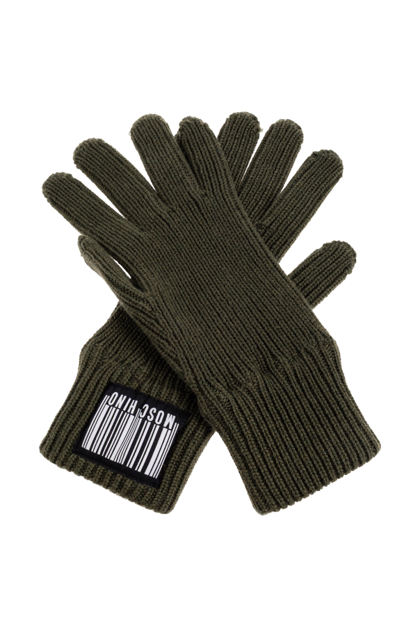 Gloves with logo patch od Moschino