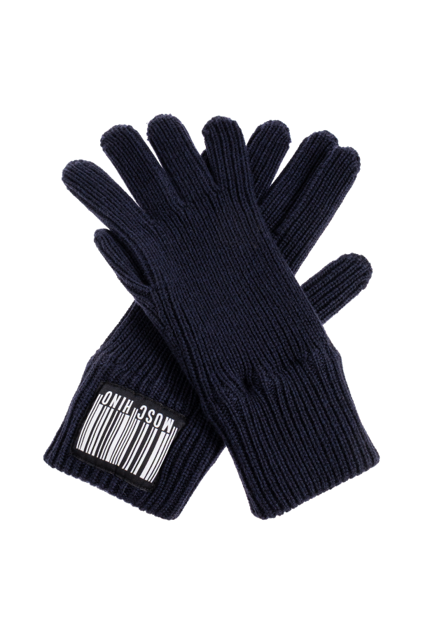 Gloves with logo patch od Moschino