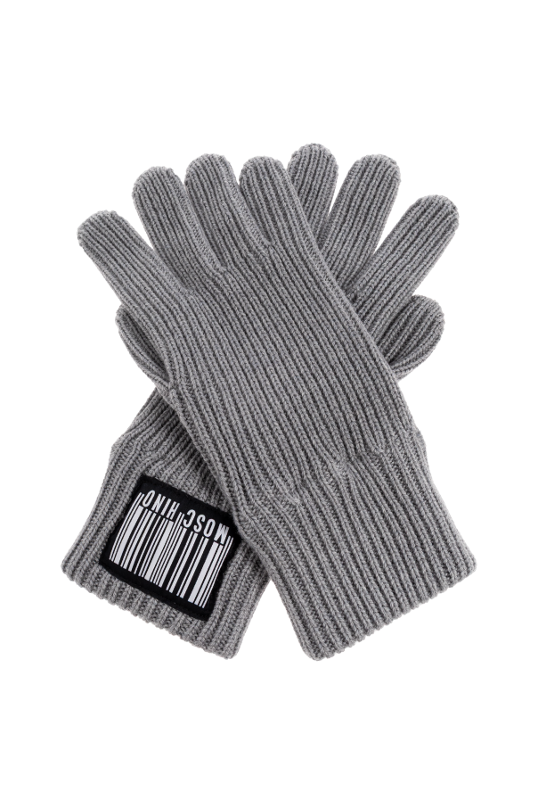 Gloves with a logo patch od Moschino
