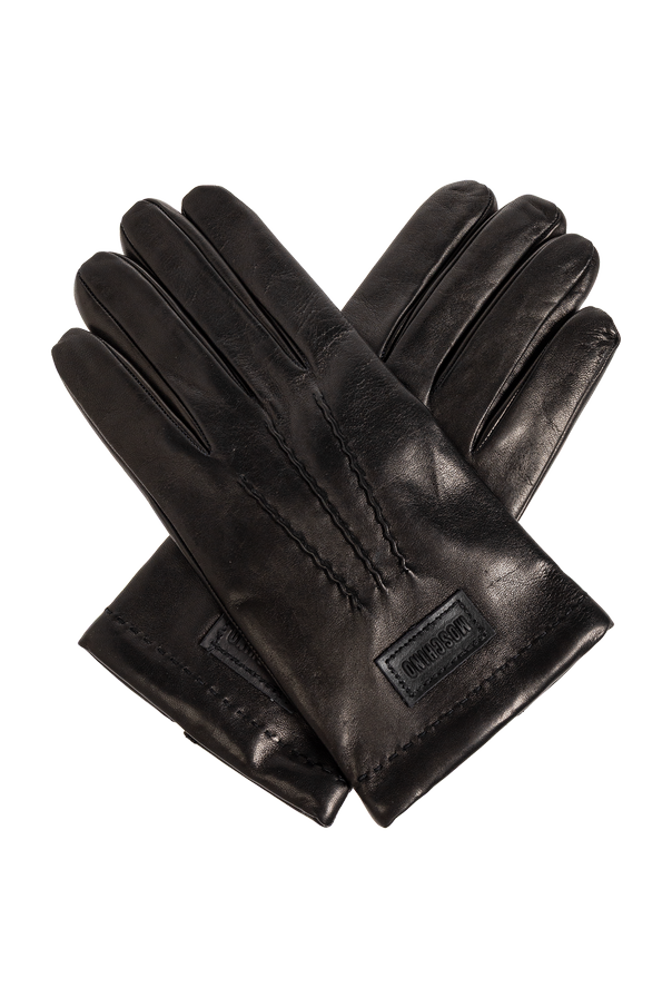 Leather gloves with logo od Moschino