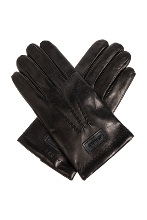 Leather gloves with logo