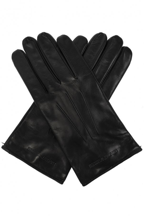 Emporio patterned armani Leather gloves