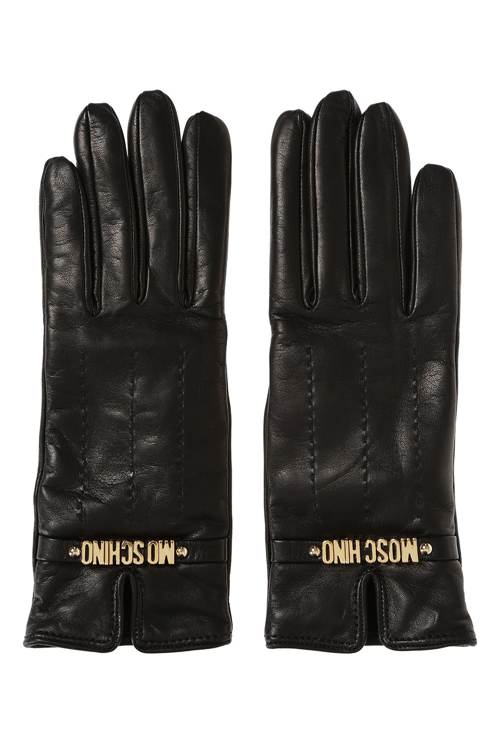 moschino leather gloves