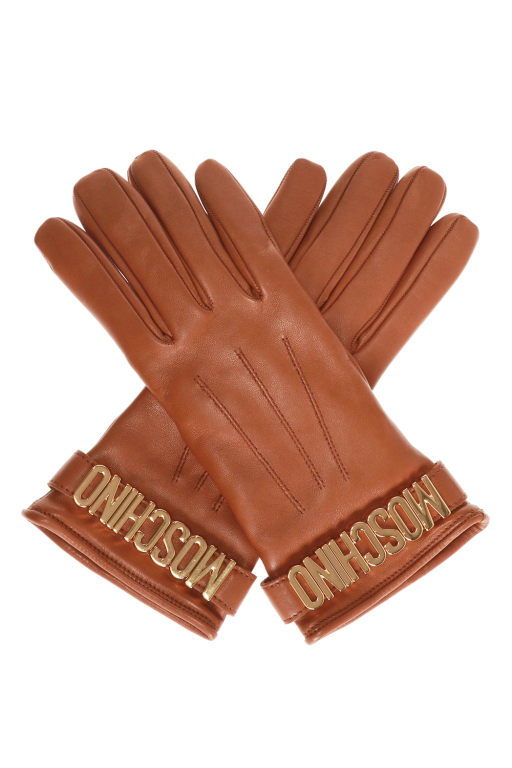 moschino leather gloves