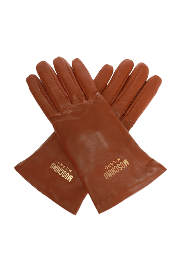 Leather gloves with logo od Moschino