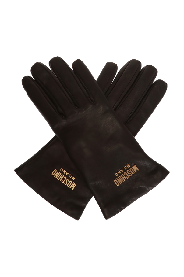 Moschino Leather gloves with logo