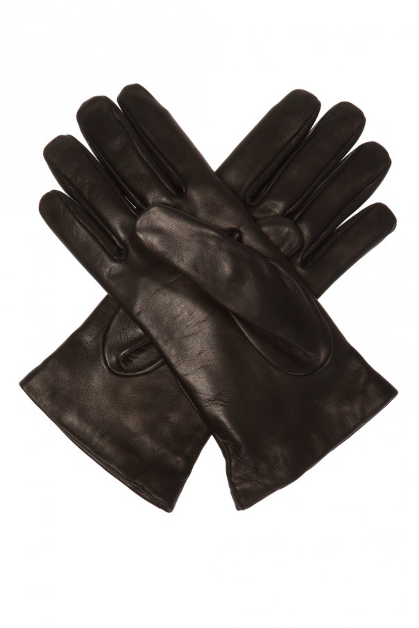 Moschino Skórzane rękawiczki z logo