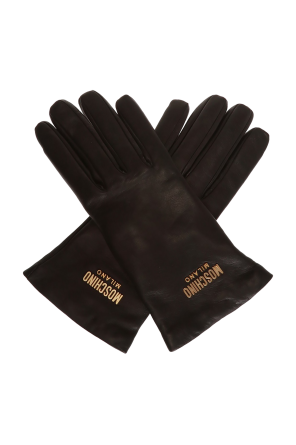 Leather gloves with logo