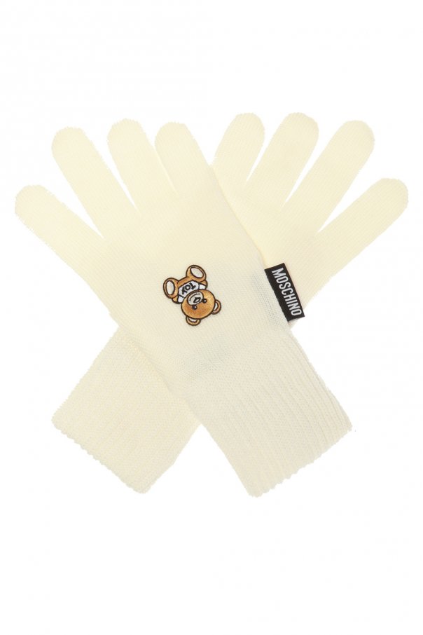 Moschino Patched wool gloves