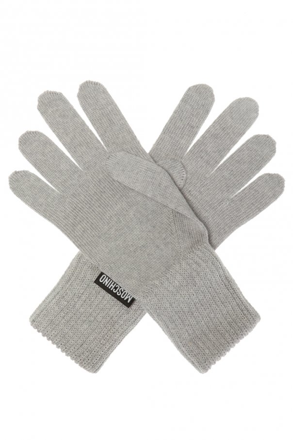 Moschino Patched wool gloves