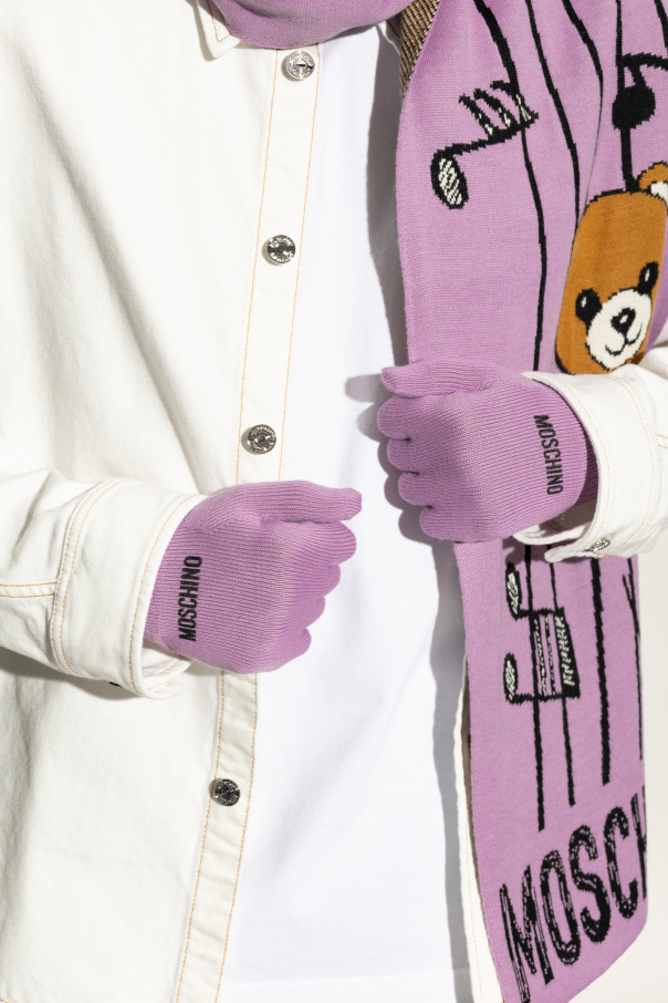 Moschino Handschuhe mit aufgesticktem Logo