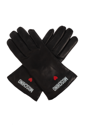 Lederhandschuhe mit aufgedrucktem Logo