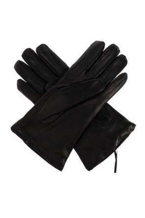 Moschino Leather gloves with printed logo