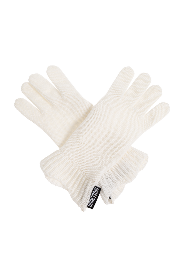 Gloves with a logo patch od Moschino