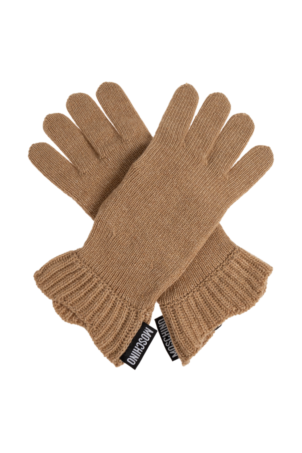 Gloves with logo patch od Moschino