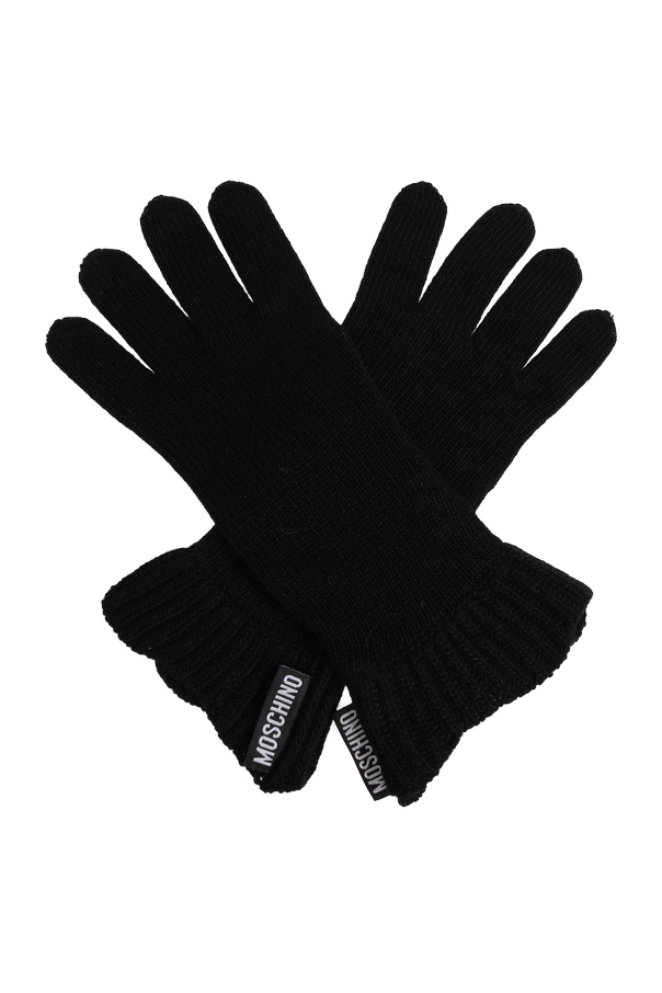 Gloves with logo patch od Moschino