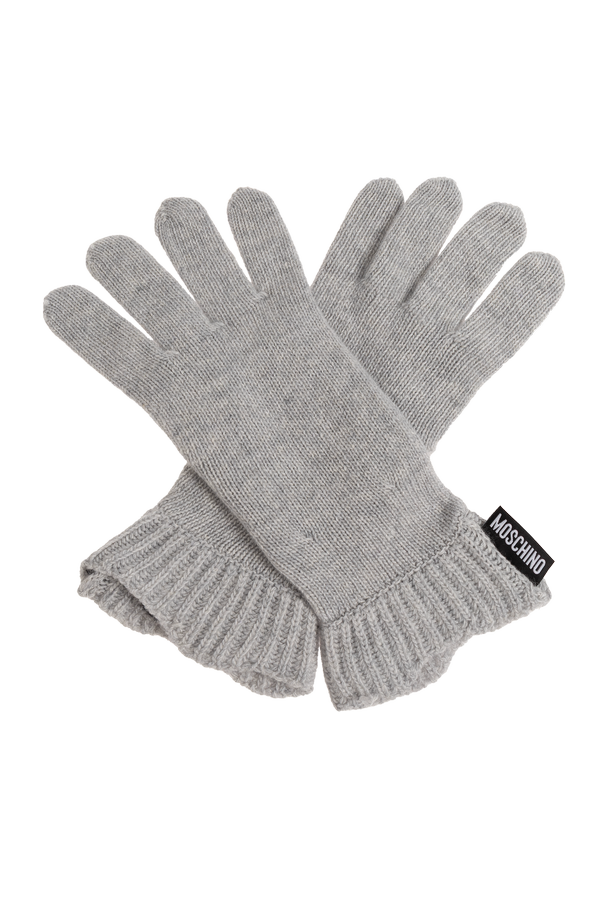 Gloves with logo patch od Moschino