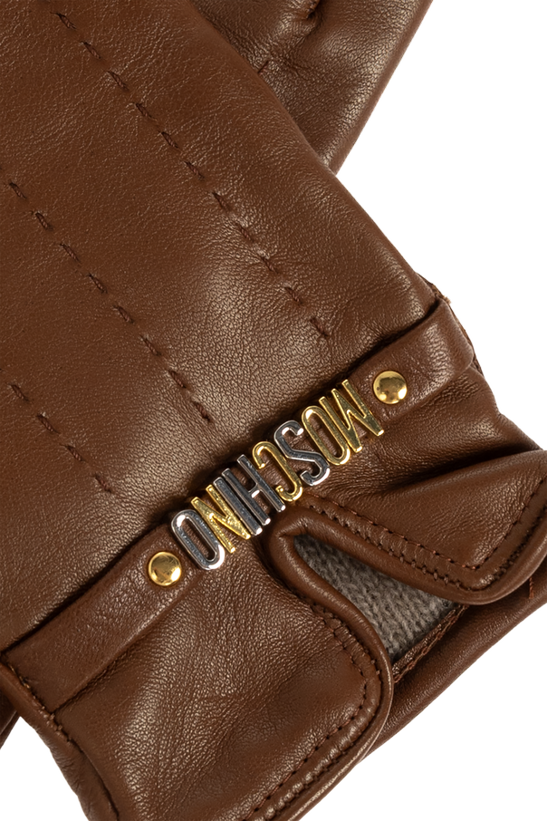 Moschino Leather gloves with logo