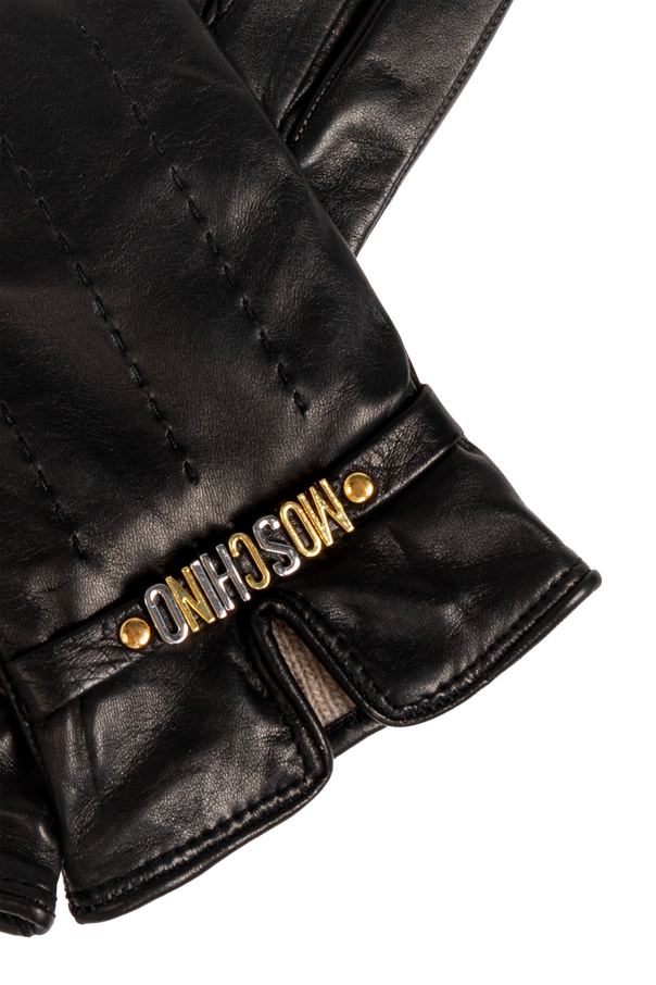 Moschino Leather gloves with logo
