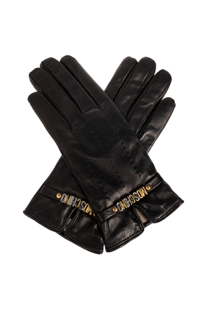 Leather gloves with logo