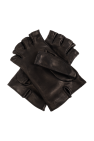 Gucci BLACK Leather fingerless gloves