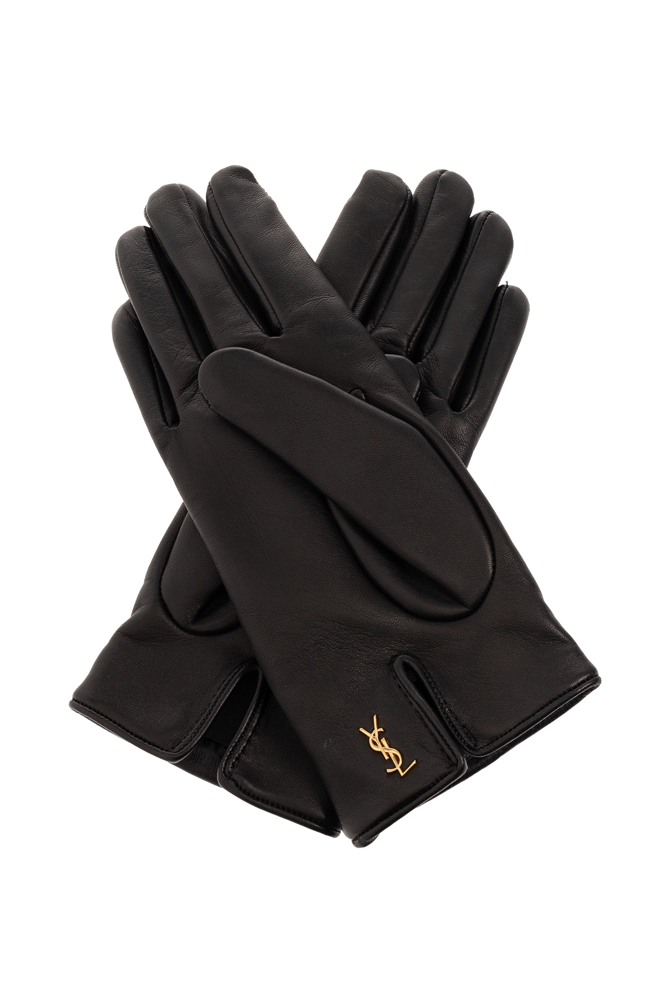 Saint Laurent Leather Gloves Women's Black