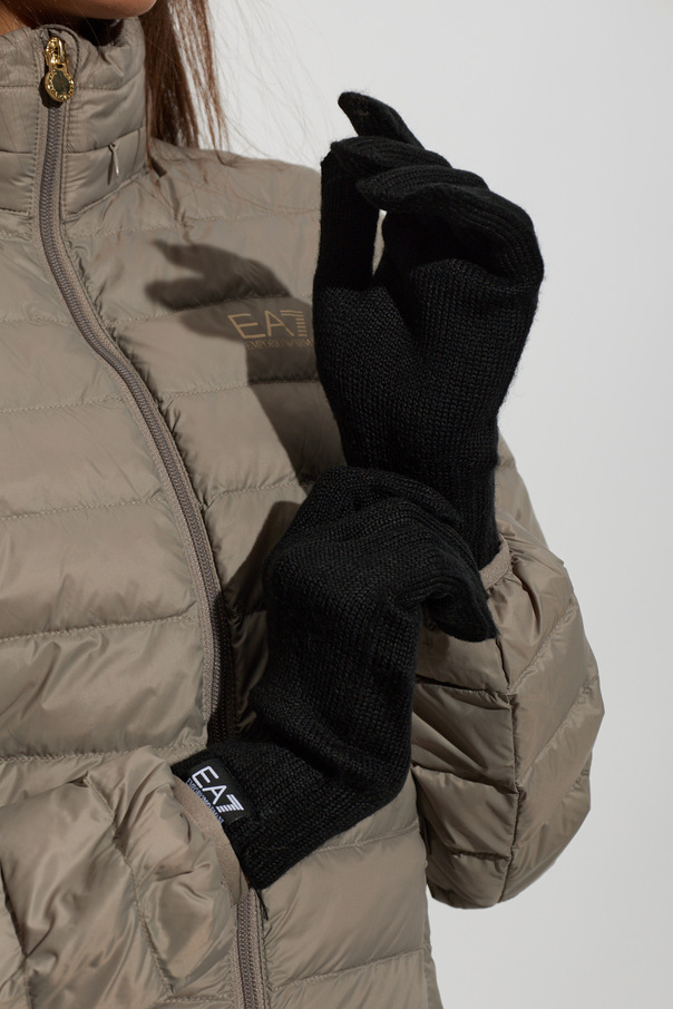 EA7 Emporio Armani Logo-Patch Knit Gloves