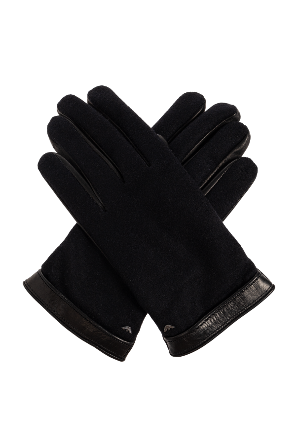Gloves with an application in the shape of a logo od Emporio Armani