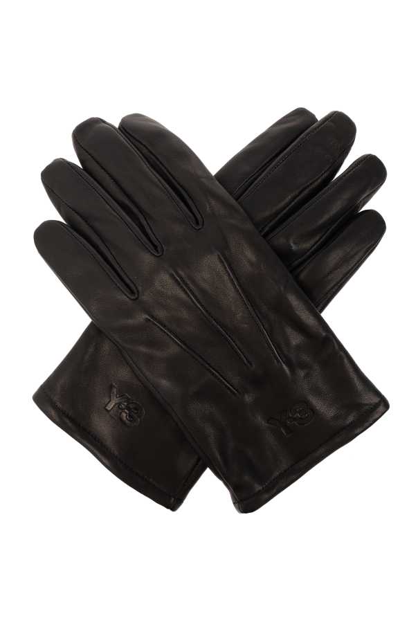 Y-3 Yohji Yamamoto Skórzane rękawiczki z logo