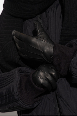 Y-3 Yohji Yamamoto Skórzane rękawiczki z logo